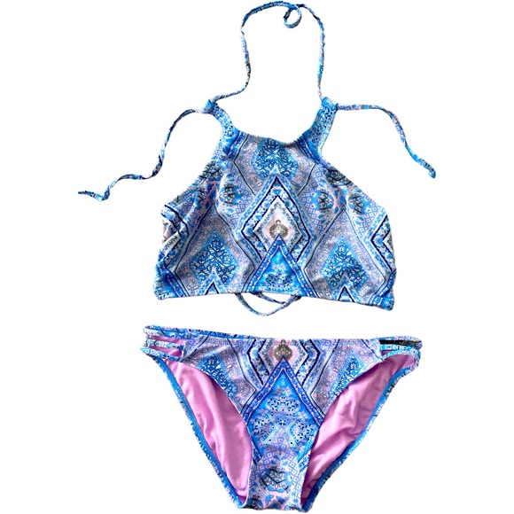 Blue and purple two piece bikini - Picture 3 of 11